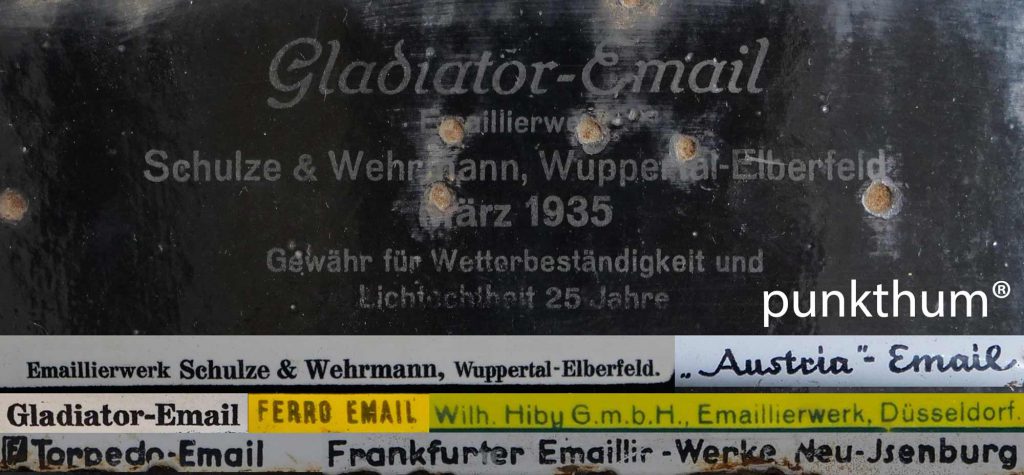 Signaturen von traditionellen Emaille-Hersteller.